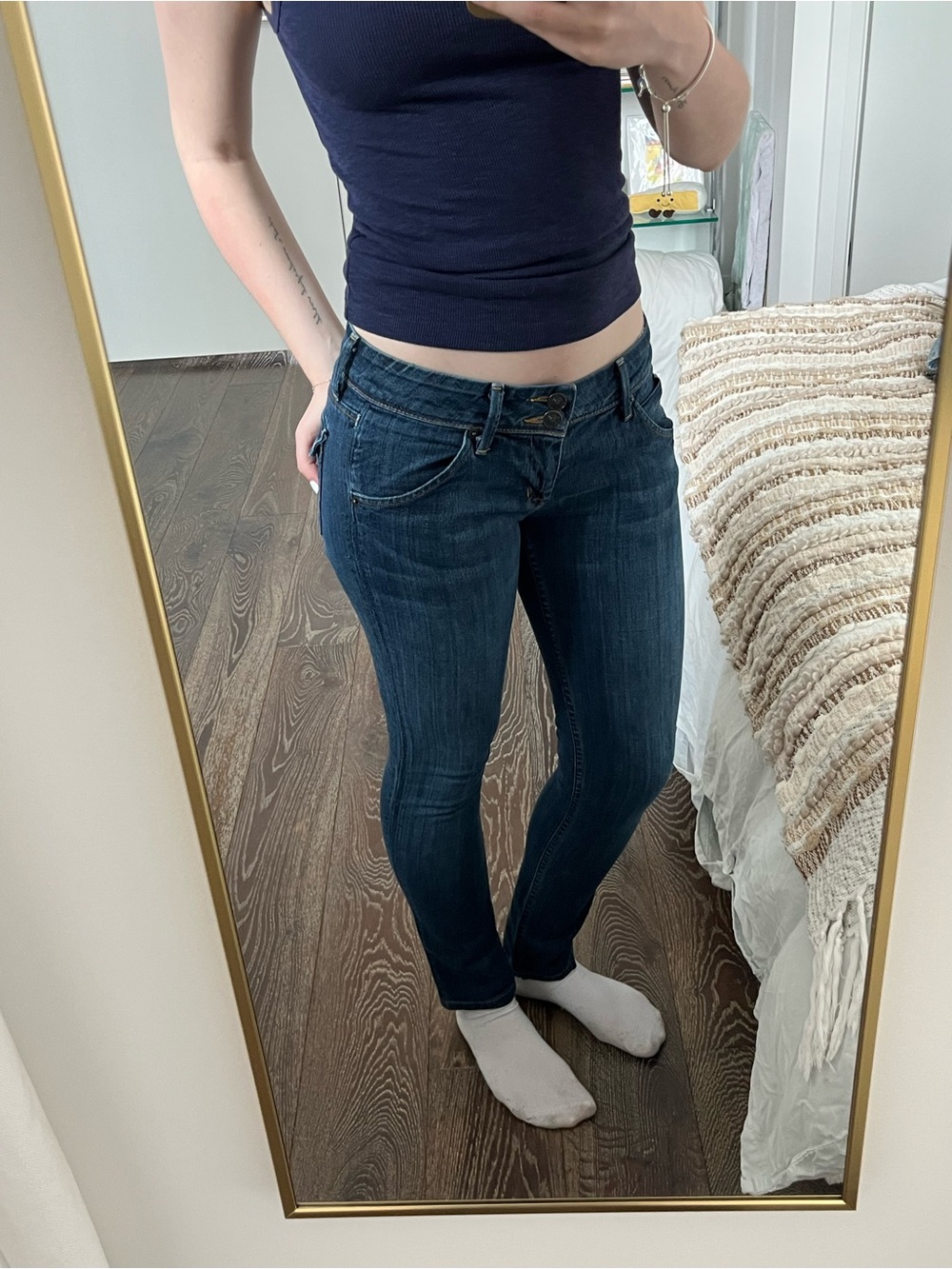 Vintage Low Rise Dark Blue Women's Slim Fit Hudon Jeans